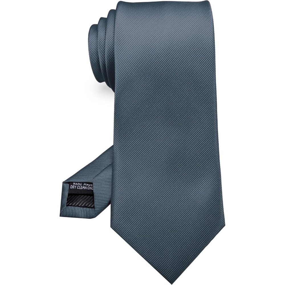 Men's Charcoal Solid Colour Tie Formal Necktie Imported Silk Blend